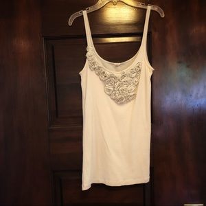 J. Crew Cream Embellished Tank Top | Size